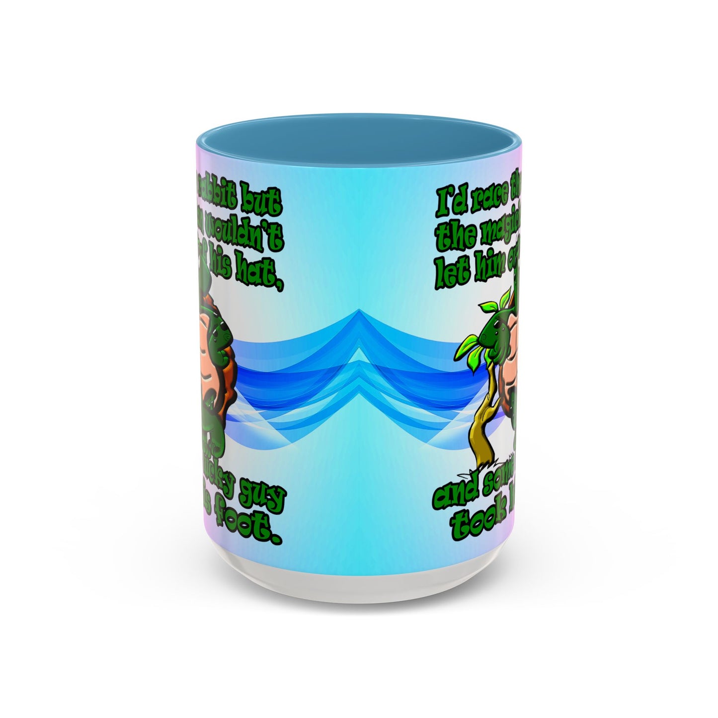 turtle race - Accent Mug (light blue-pink wave)