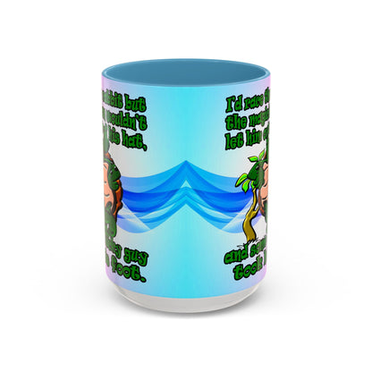 turtle race - Accent Mug (light blue-pink wave)