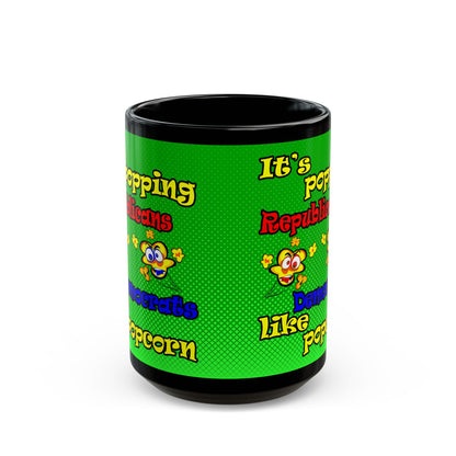 popping like popcorn - Black Mug (logo green)