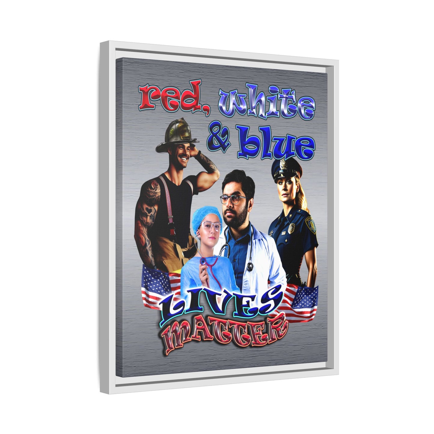 rw&b lives matter - framed canvas art (brushed nickel)