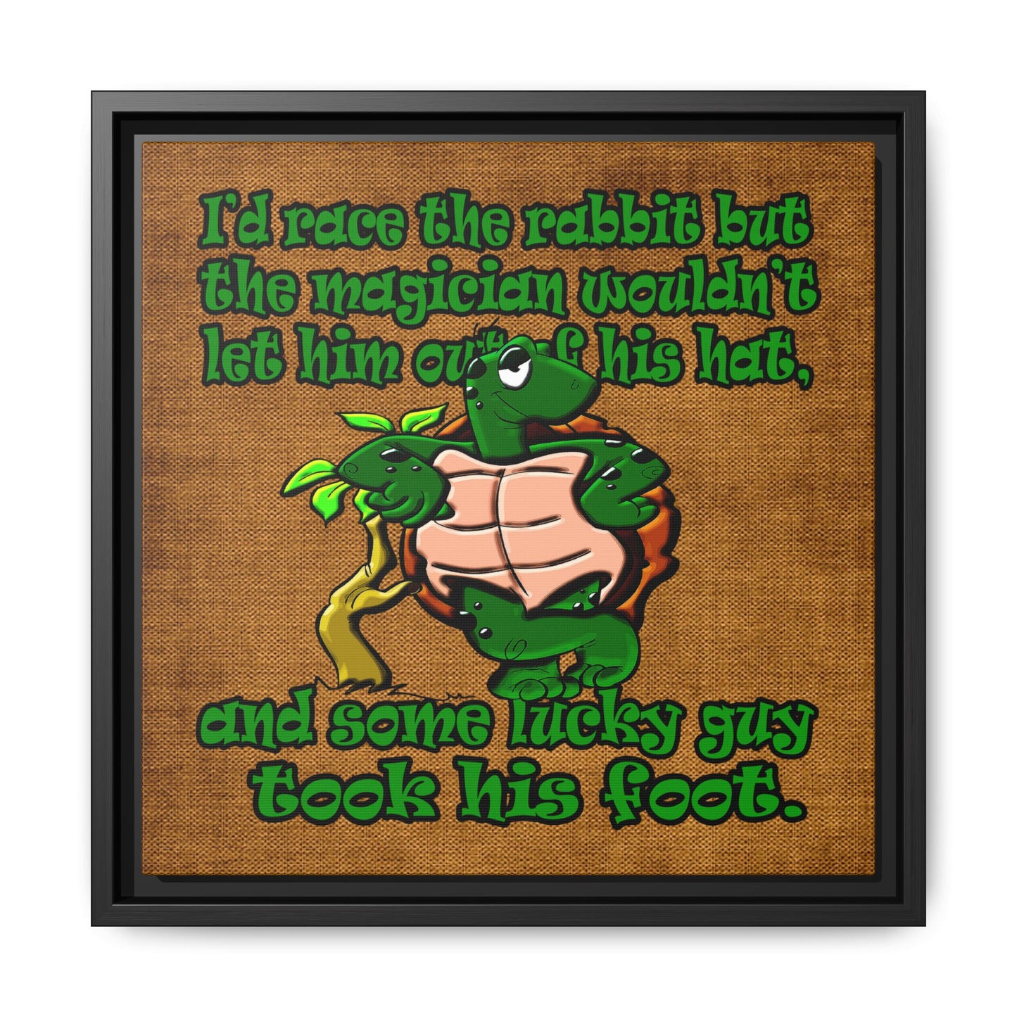 turtle race - framed canvas art (brown papyrus)
