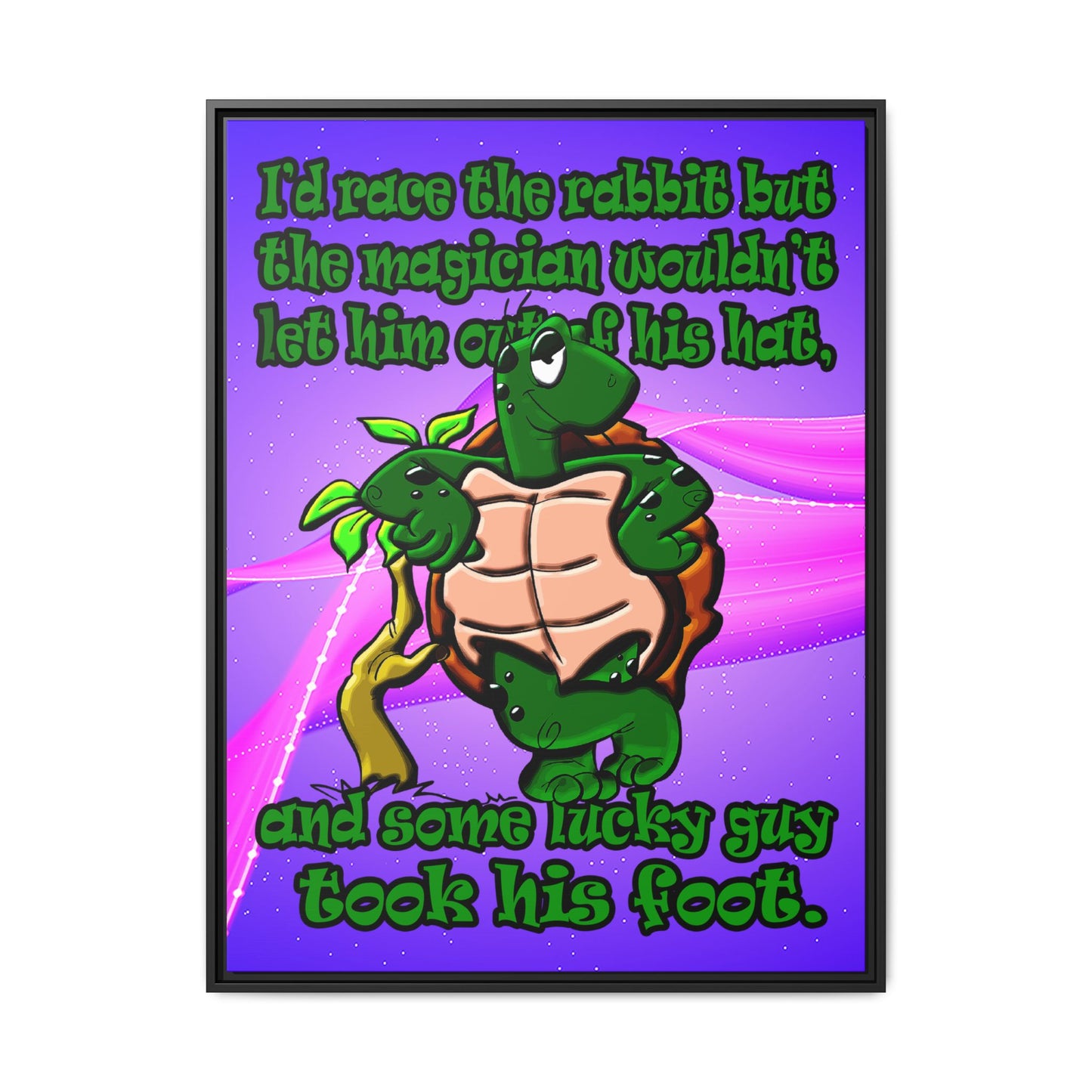 turtle race - framed canvas art (purple-pink wave)