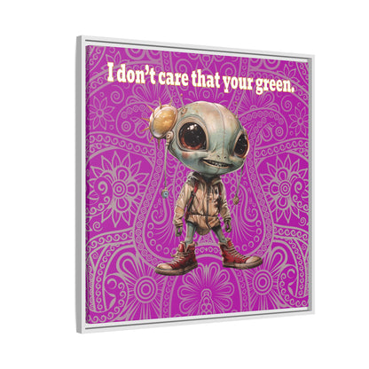 I don't care that your green - framed canvas art (pink swirl)
