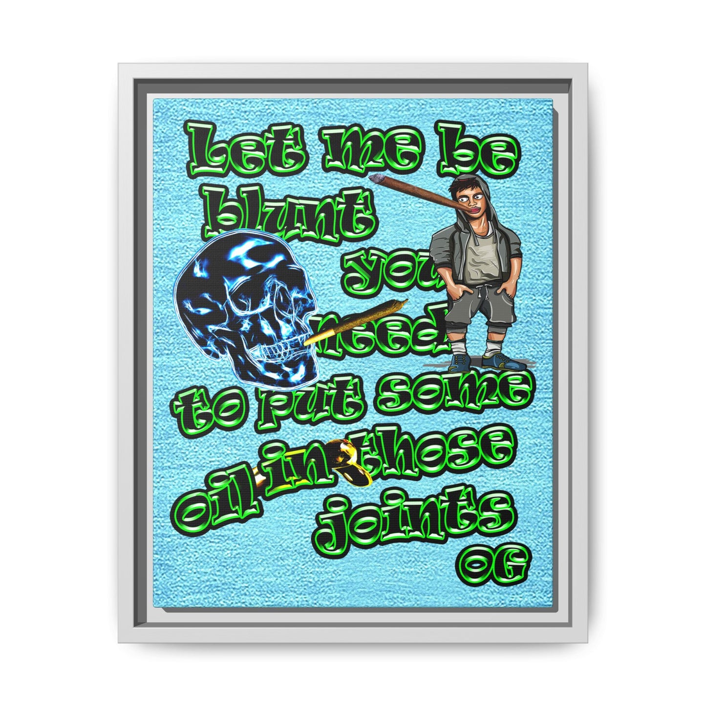 og - framed canvas art (faded blue)