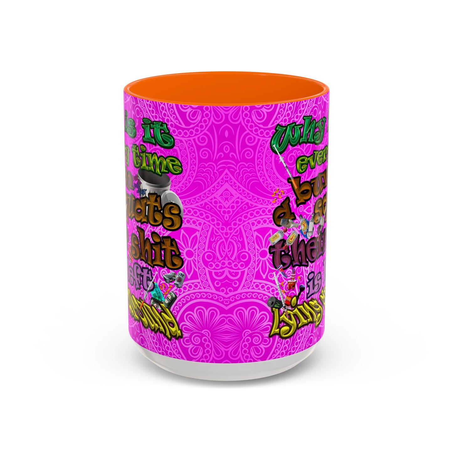 the bum's shit - Accent Mug (pink swirl)
