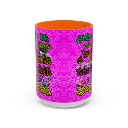 the bum's shit - Accent Mug (pink swirl)