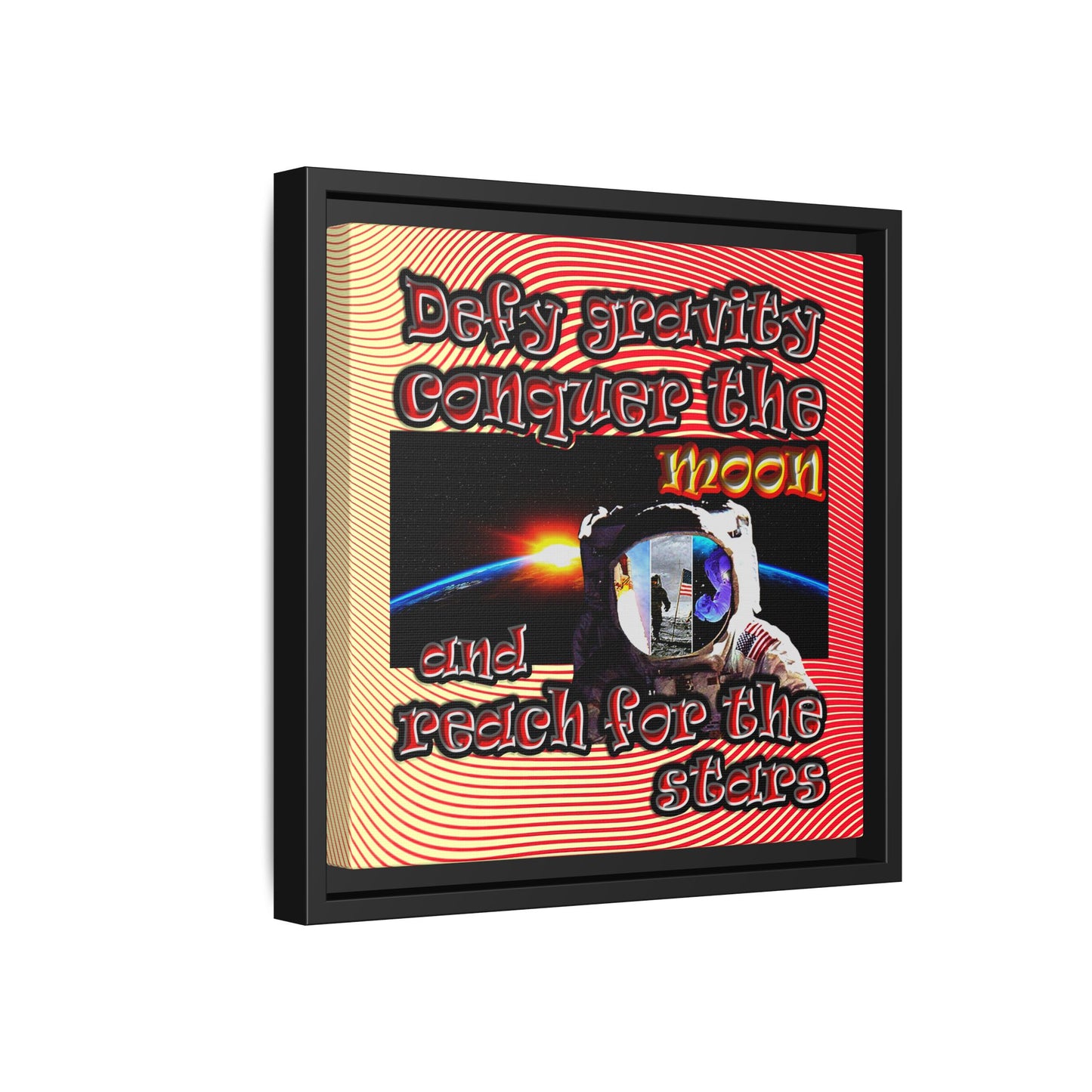 defy conquer reach - framed canvas art (yellow-orange wave)