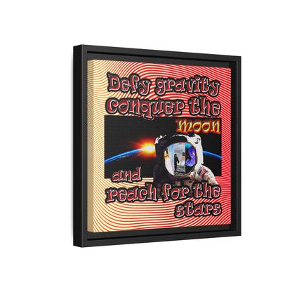 defy conquer reach - framed canvas art (yellow-orange wave)