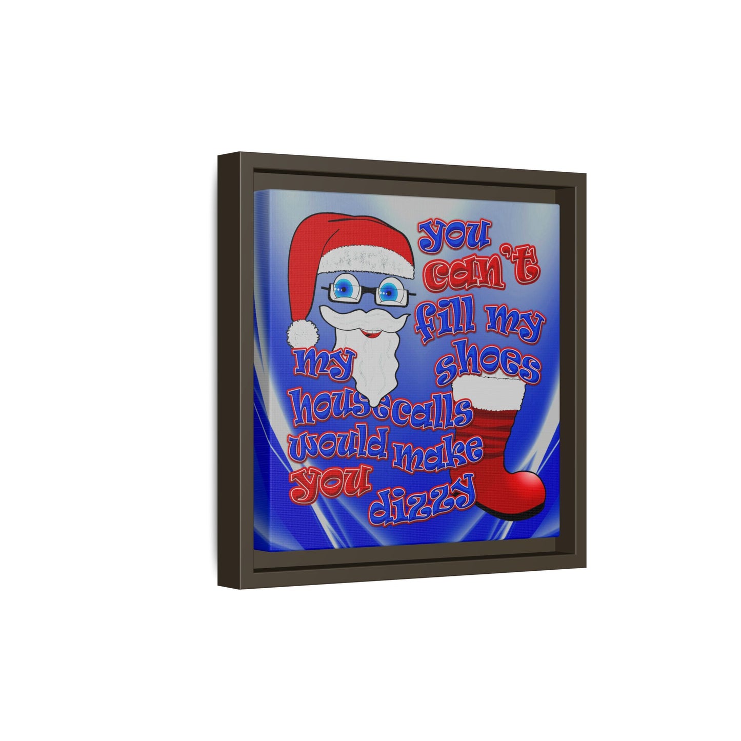 santa's shoes - framed canvas art (blue-white wave)