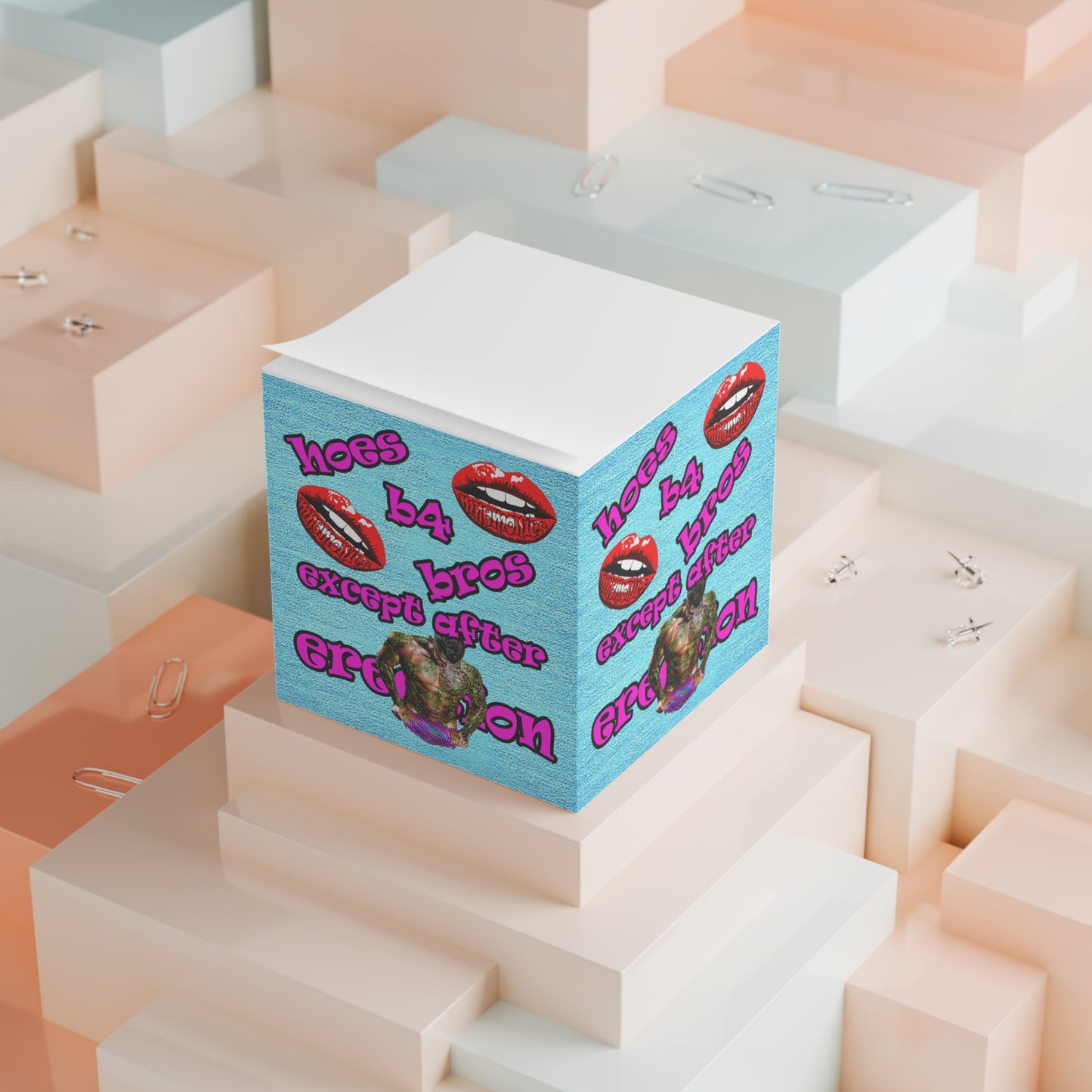 hoes b4 bros - note cube (faded blue)