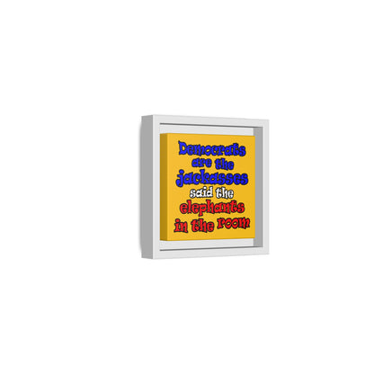 donkeys and elephants - framed canvas art (yellow)