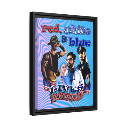 rw&b lives matter - framed canvas art (light blue-purple wave)
