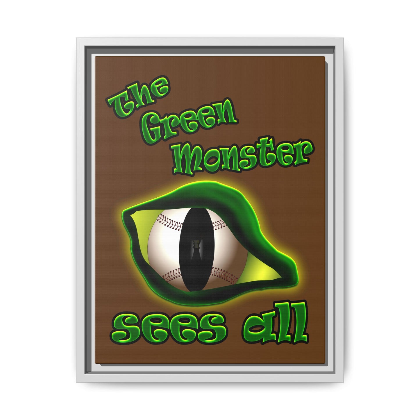 green monster - framed canvas art (brown)