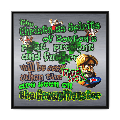 christmas spirits of boston - framed canvas art (brushed nickel)