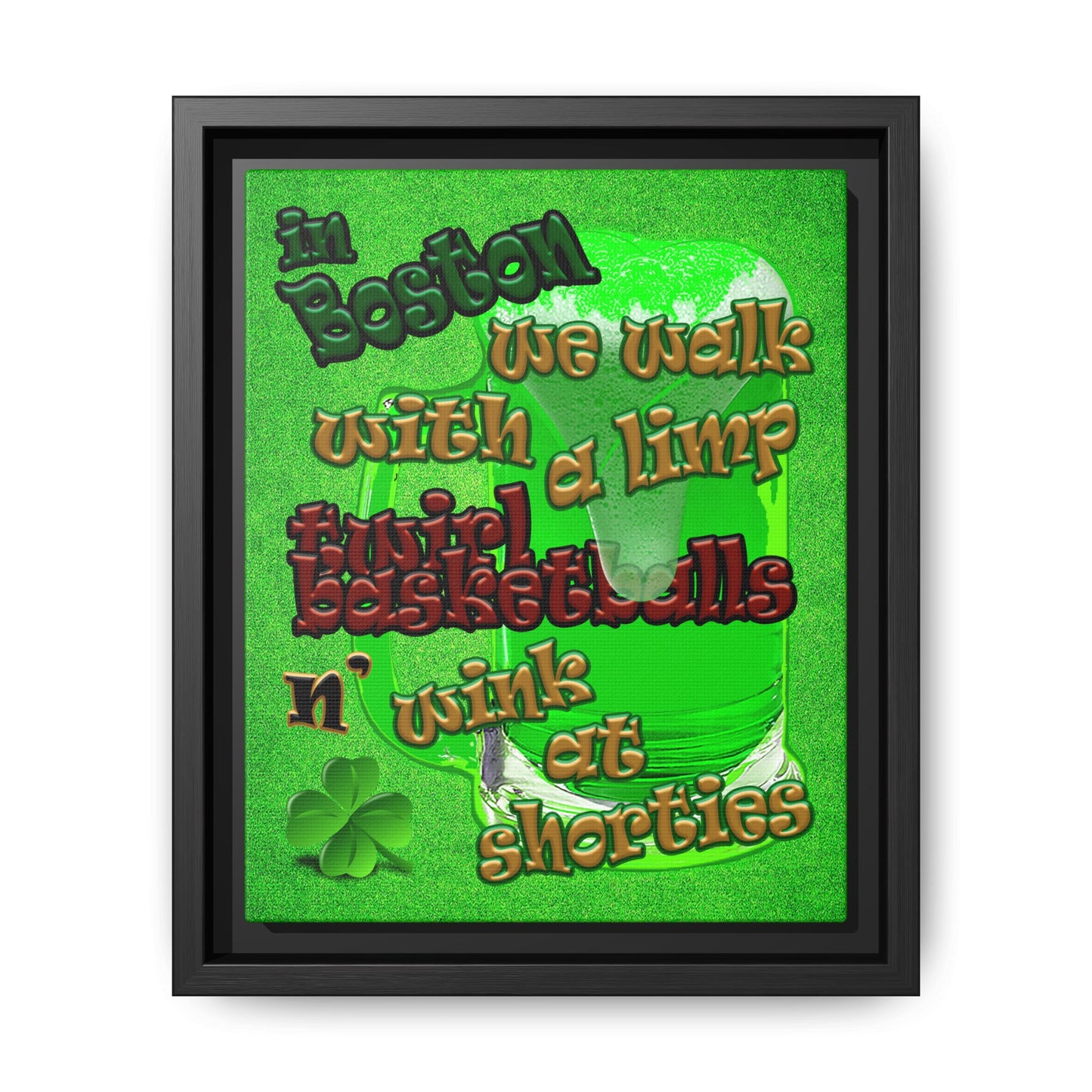 celtics logo - framed canvas art (green turf)