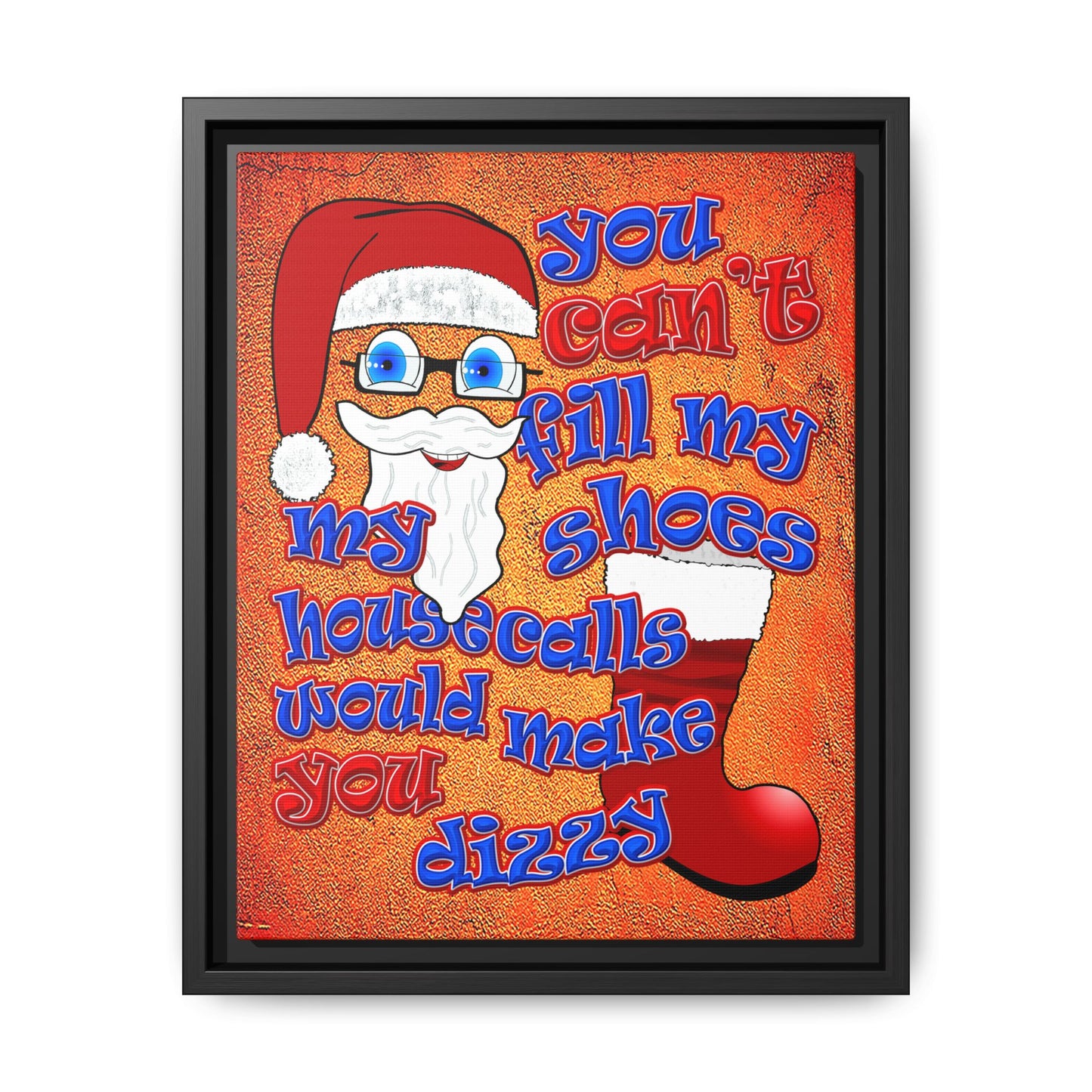 santa's shoes - framed canvas art (burnt orange)