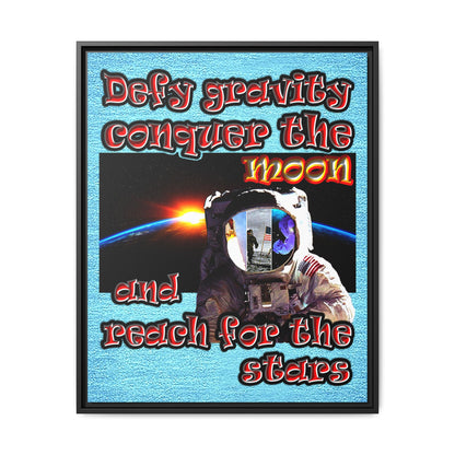 defy conquer reach - framed canvas art (faded blue)