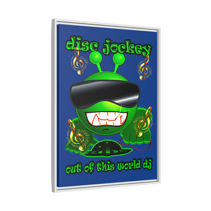 disc jockey - framed canvas art (dark blue)