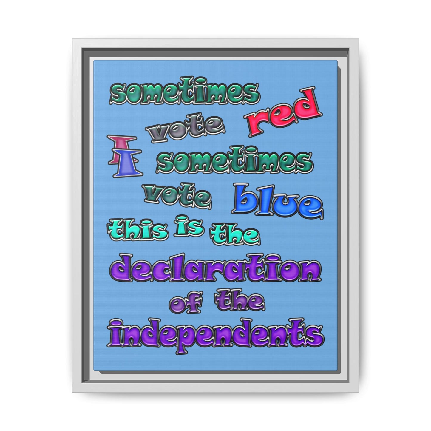 declaration of the independents - framed canvas art (light blue)