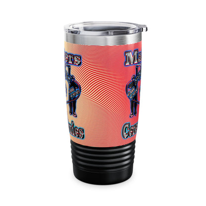em cee squared - Ringneck Tumbler, 20oz (yellow-orange wave)