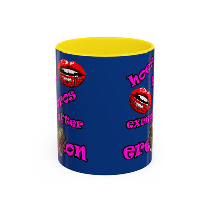hoes b4 bros - Accent Mug (dark blue)