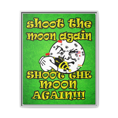 shoot the moon again - framed canvas art (green turf)
