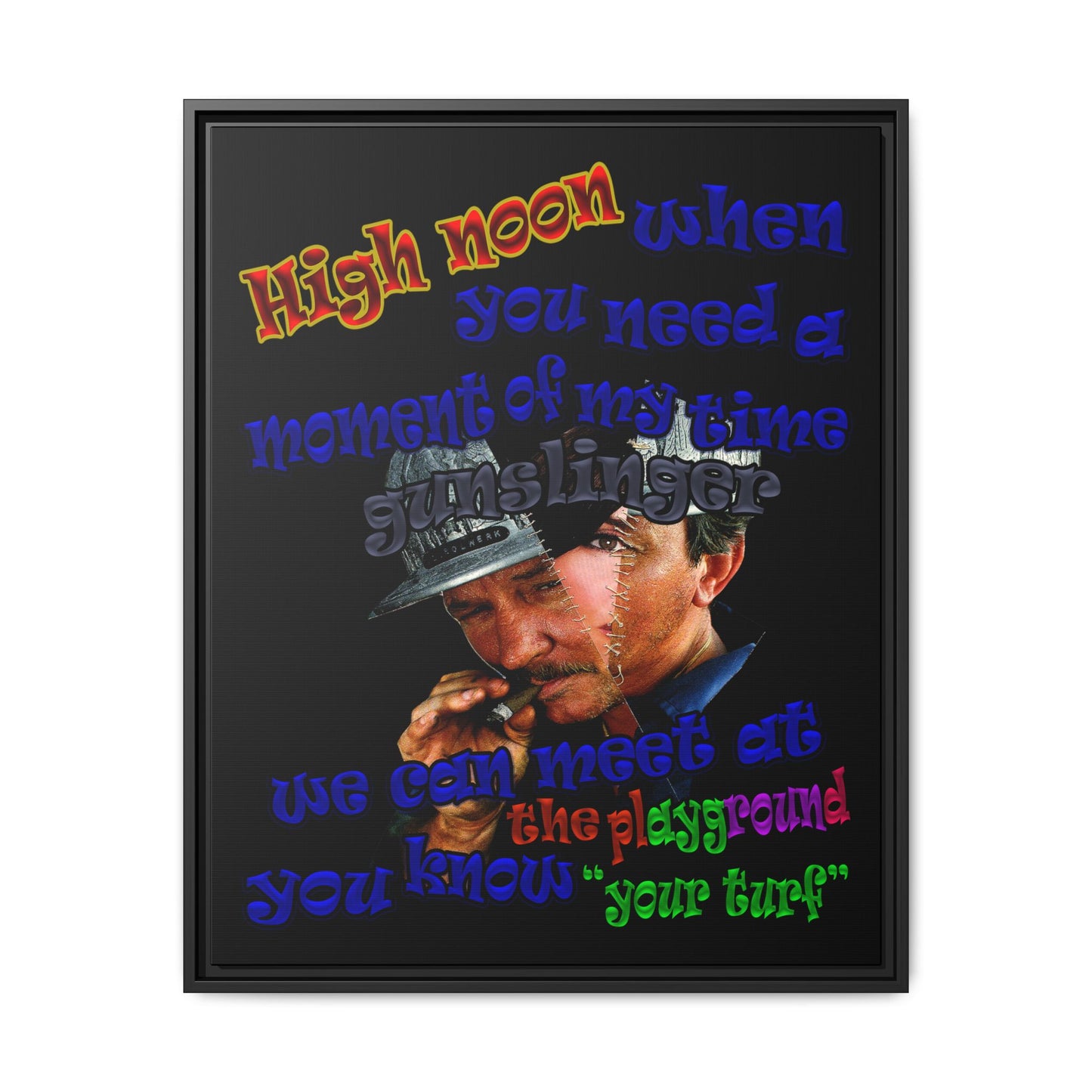 high noon - framed canvas art (black)