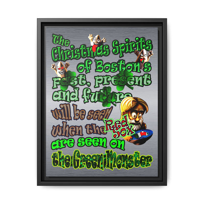 christmas spirits of boston - framed canvas art (brushed nickel)