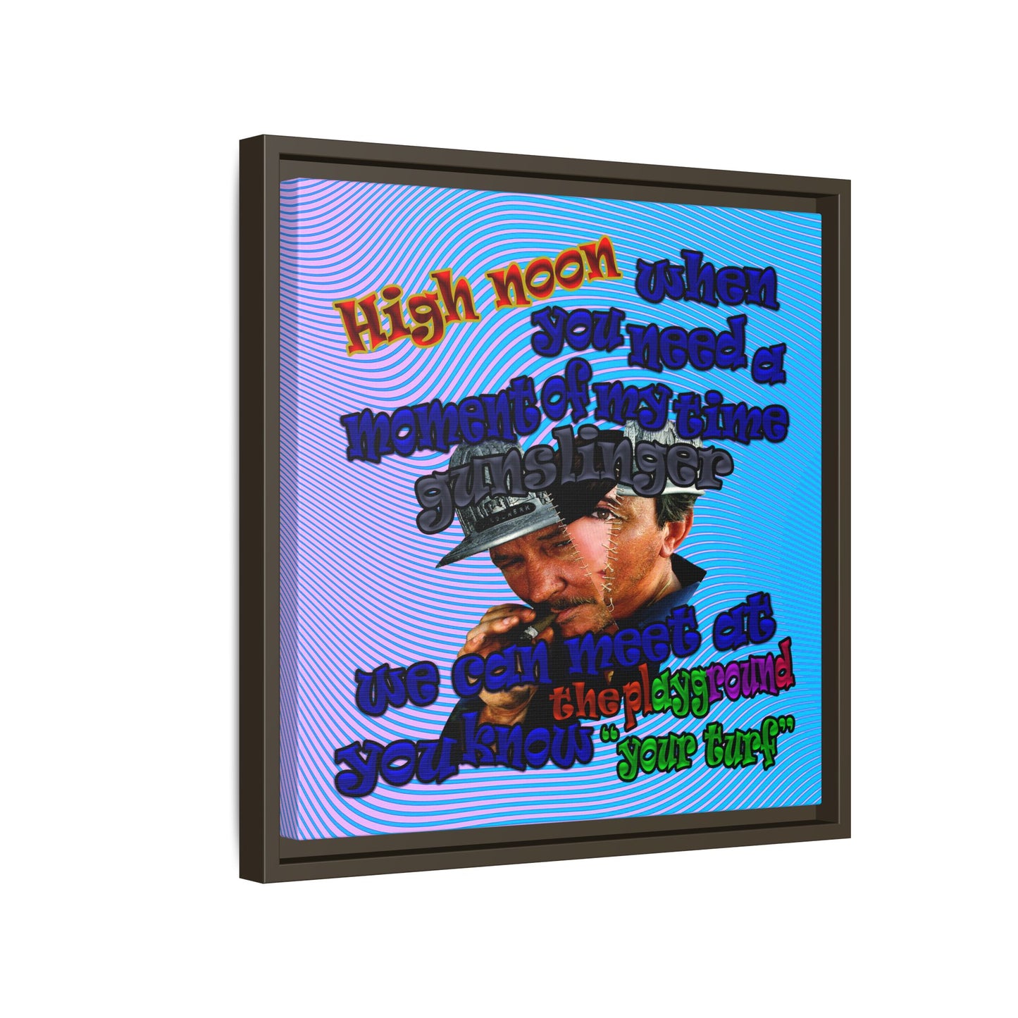 high noon - framed canvas art (light blue-purple wave)