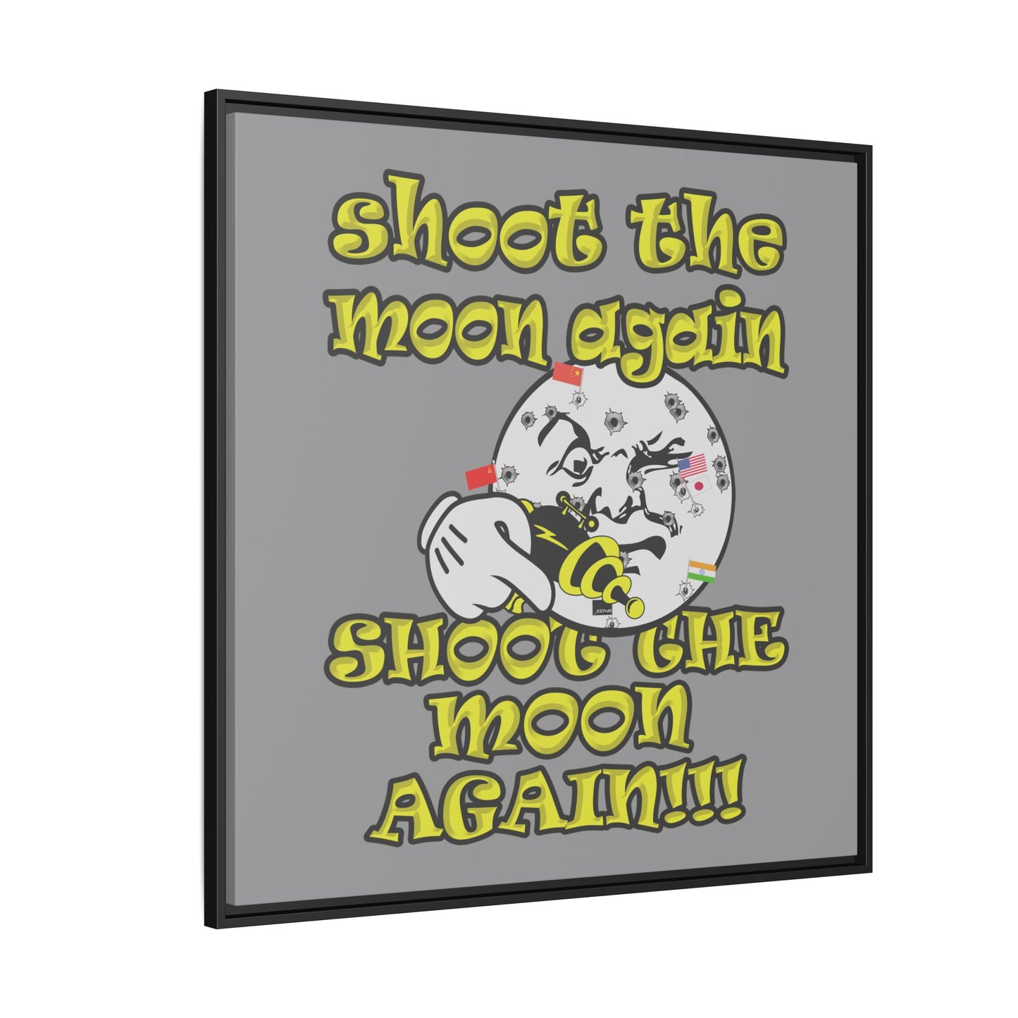 shoot the moon again - framed canvas art (grey)