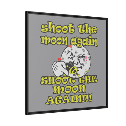 shoot the moon again - framed canvas art (grey)