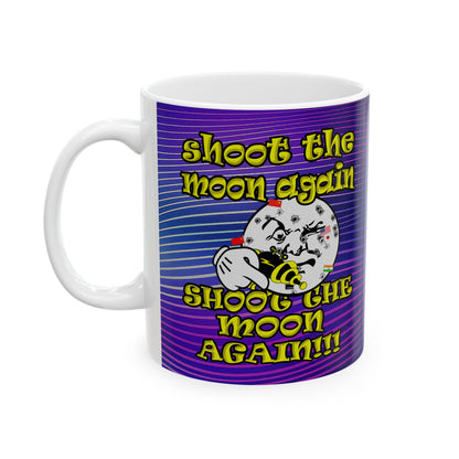 shoot the moon again - White Mug (purple wave)