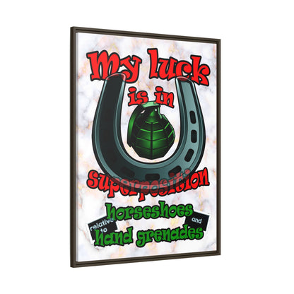 my luck - framed canvas art (white marble)