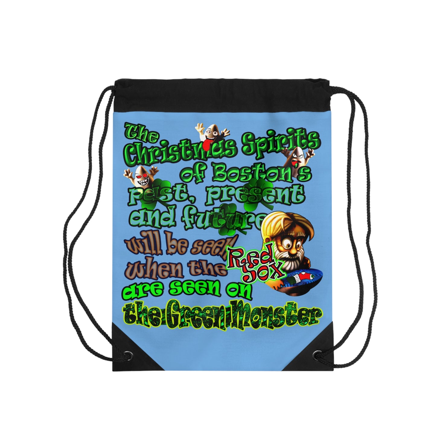 christmas spirits of boston - Drawstring Bag (light blue)
