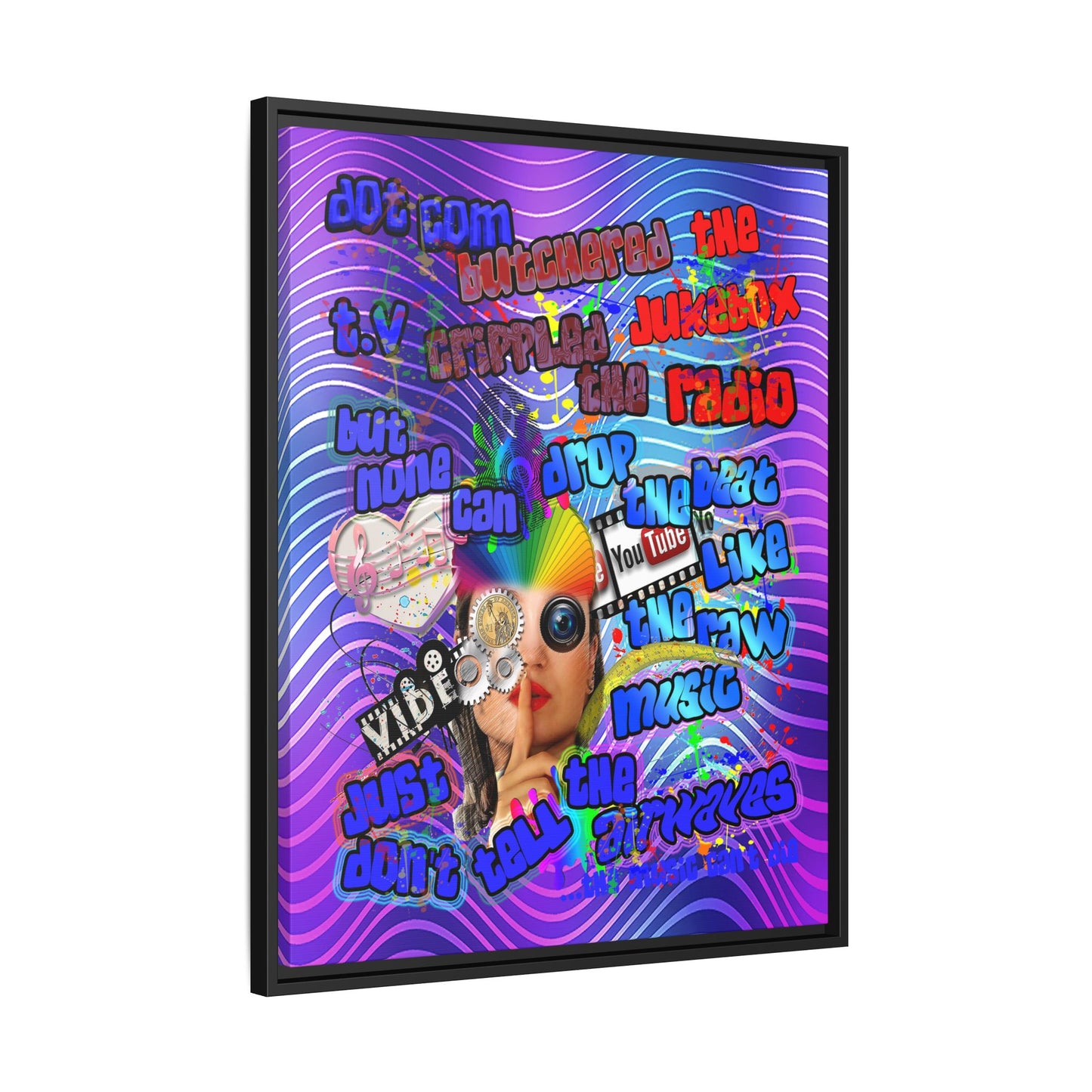drop the beat - framed canvas art (purple wave)