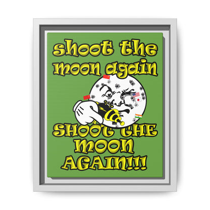 shoot the moon again - framed canvas art (green)