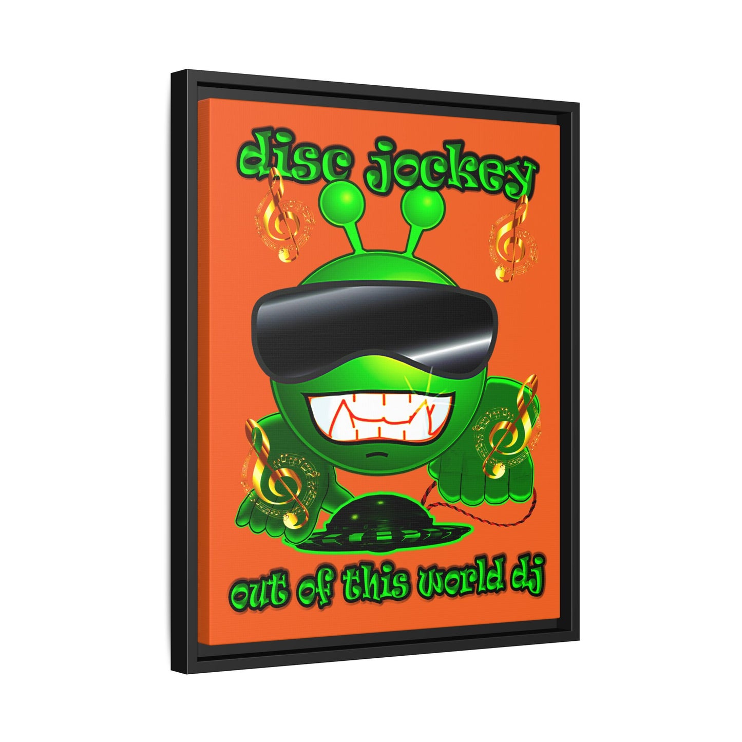 disc jockey - framed canvas art (orange)