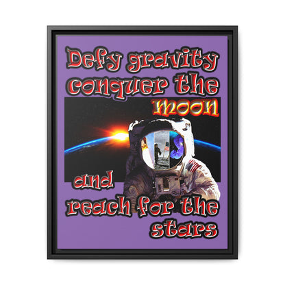 defy conquer reach - framed canvas art (light purple)