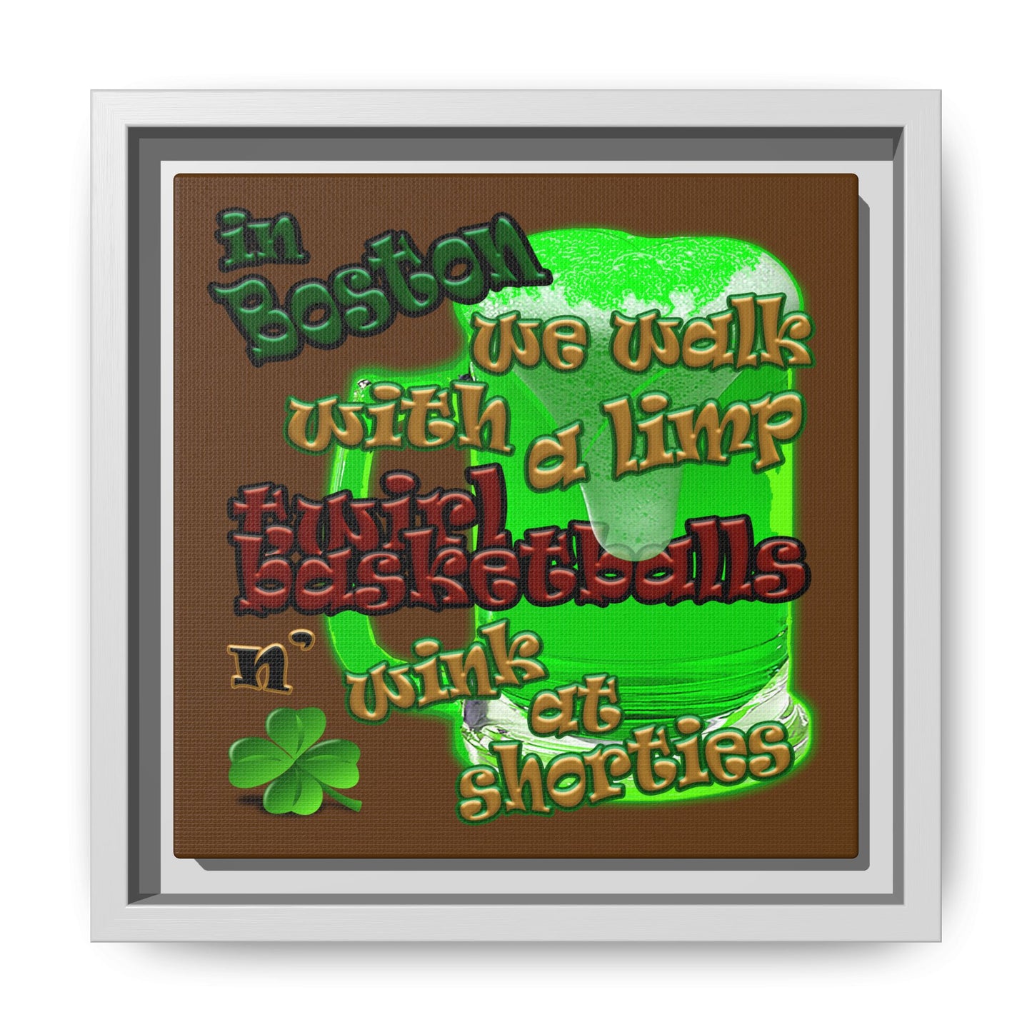 celtics logo - framed canvas art (brown)