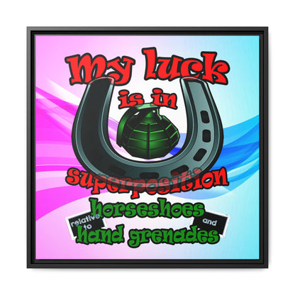 my luck - framed canvas art (light blue-pink wave)