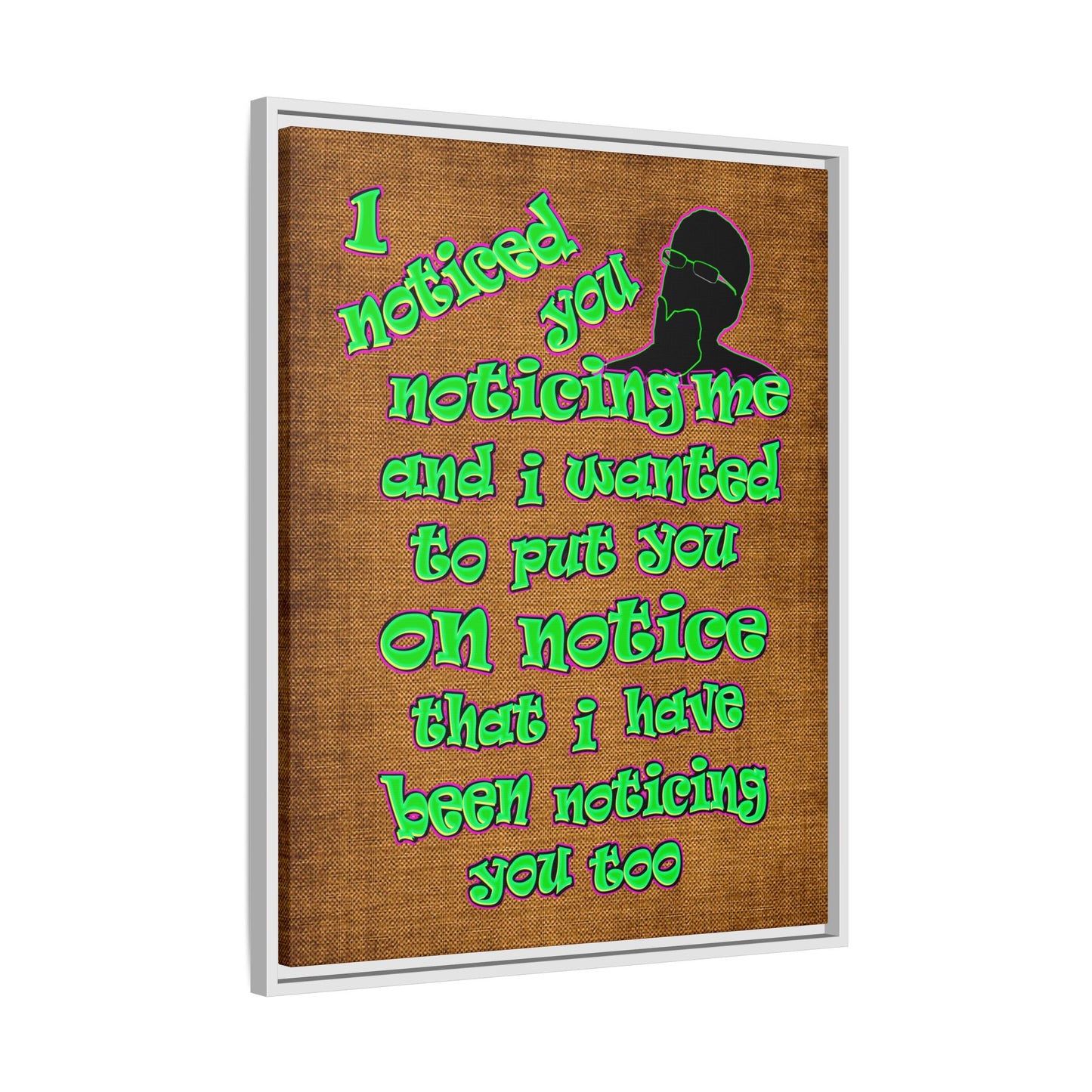 noticed you noticing - framed canvas art (brown papyrus)