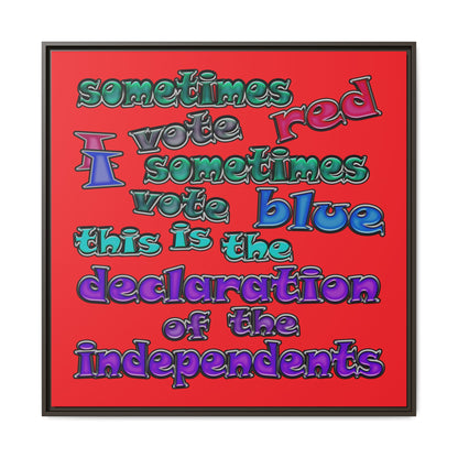 declaration of the independents - framed canvas art (red)