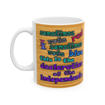 declaration of the independents - White Mug (butterscotch wood finish)