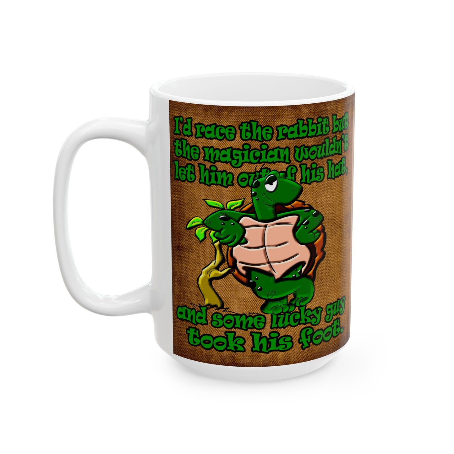 turtle race - White Mug (brown papyrus)