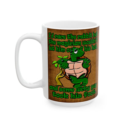 turtle race - White Mug (brown papyrus)