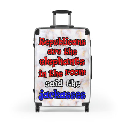 donkeys and elephants - Suitcase (white marble)