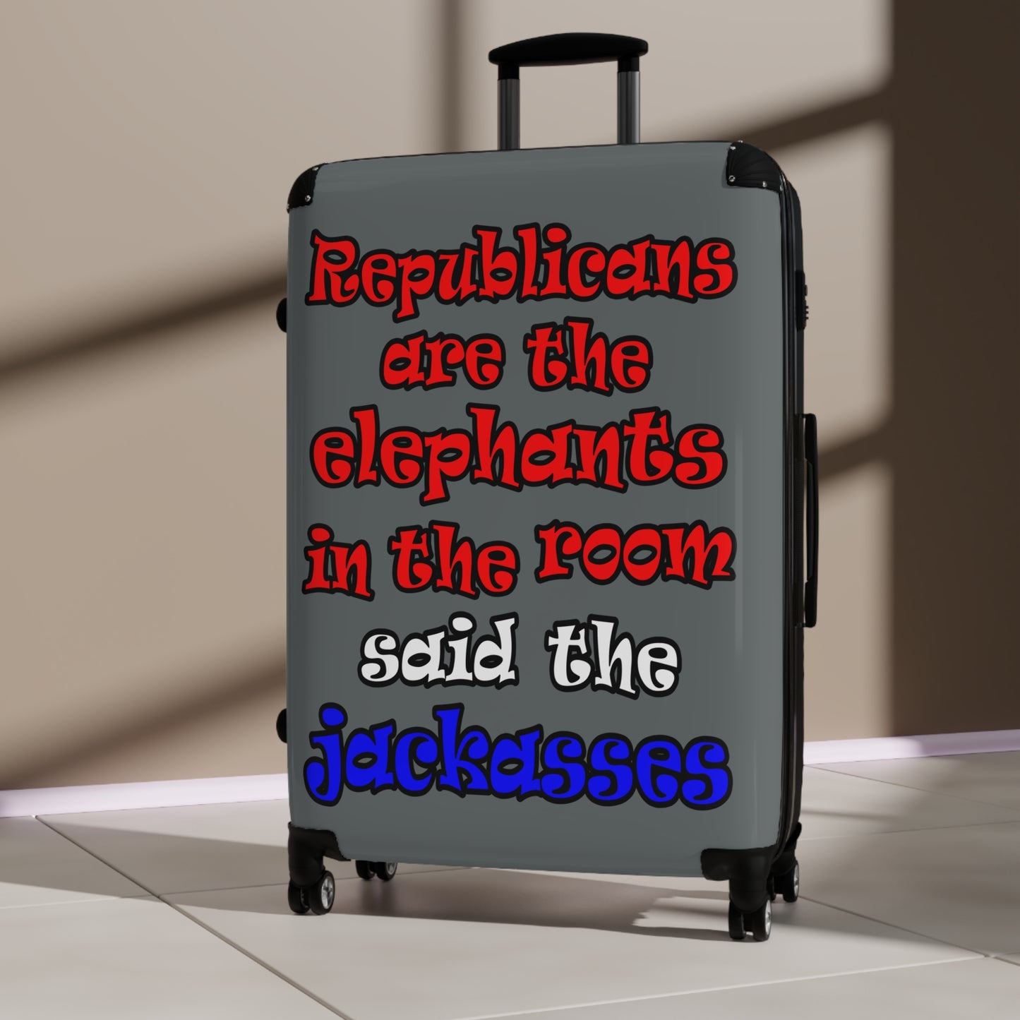 donkeys and elephants - Suitcase (dark grey)