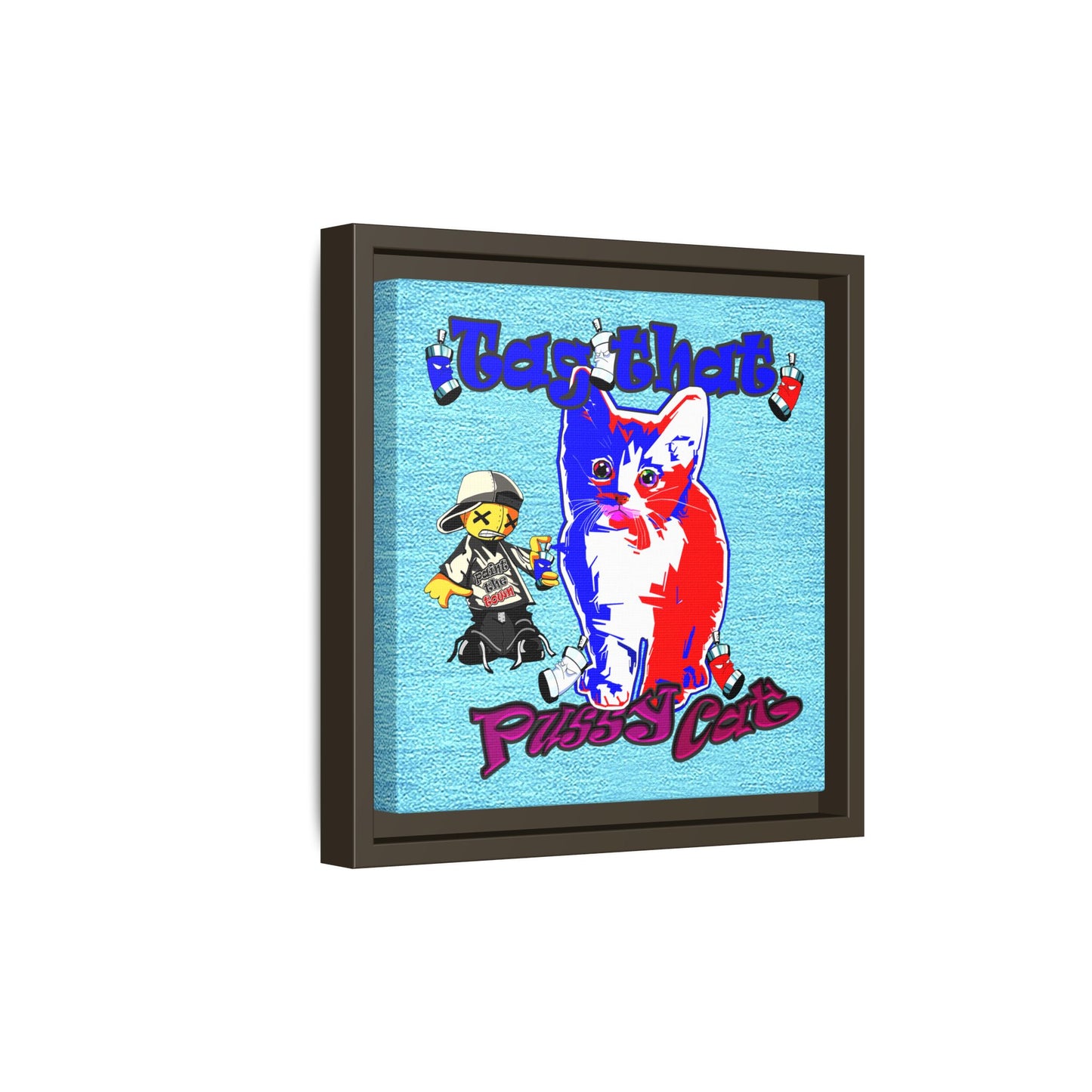 tag that - framed canvas art (faded blue)