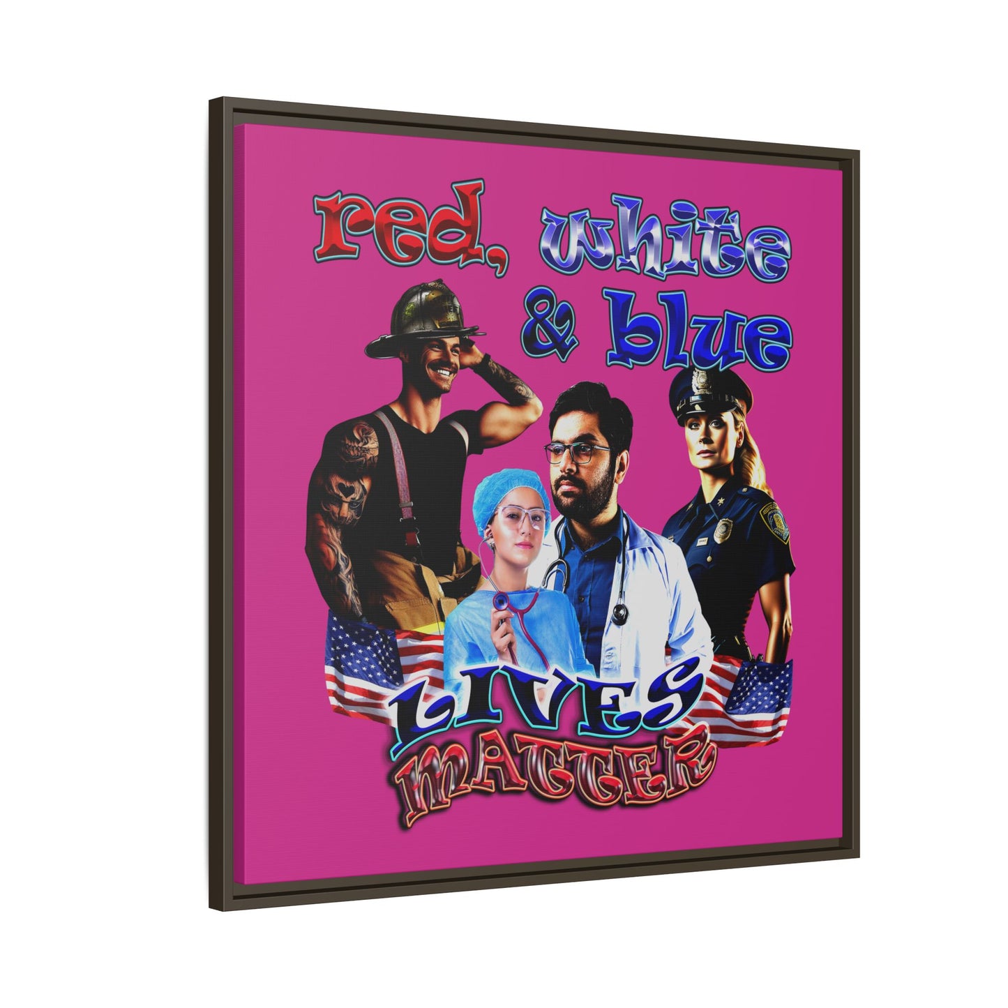 rw&b lives matter - framed canvas art (pink)