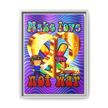 love peace - framed canvas art (purple wave)